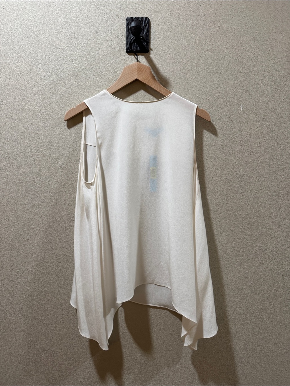 ANTONIO MELANI Cream Sleeveless Draped Silk Blouse